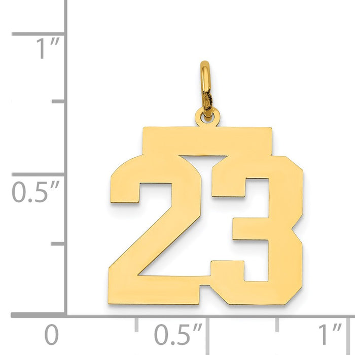 Million Charms 14K Yellow Gold Themed Medium Polished Number 23 Charm