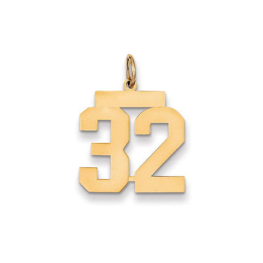 Million Charms 14K Yellow Gold Themed Medium Polished Number 32 Charm