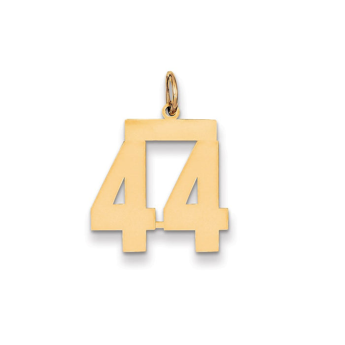 Million Charms 14K Yellow Gold Themed Medium Polished Number 44 Charm