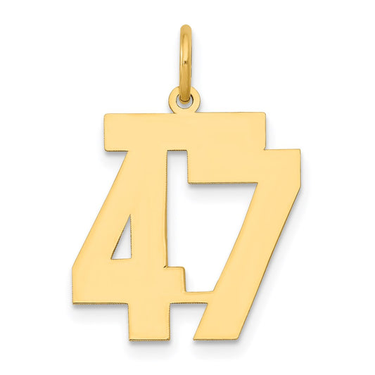 Million Charms 14K Yellow Gold Themed Medium Polished Number 47 Charm