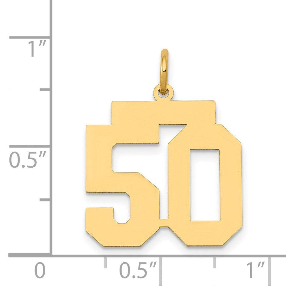 Million Charms 14K Yellow Gold Themed Medium Polished Number 50 Charm
