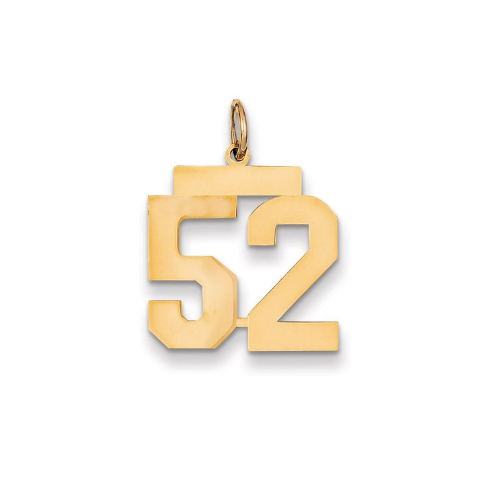 Million Charms 14K Yellow Gold Themed Medium Polished Number 52 Charm