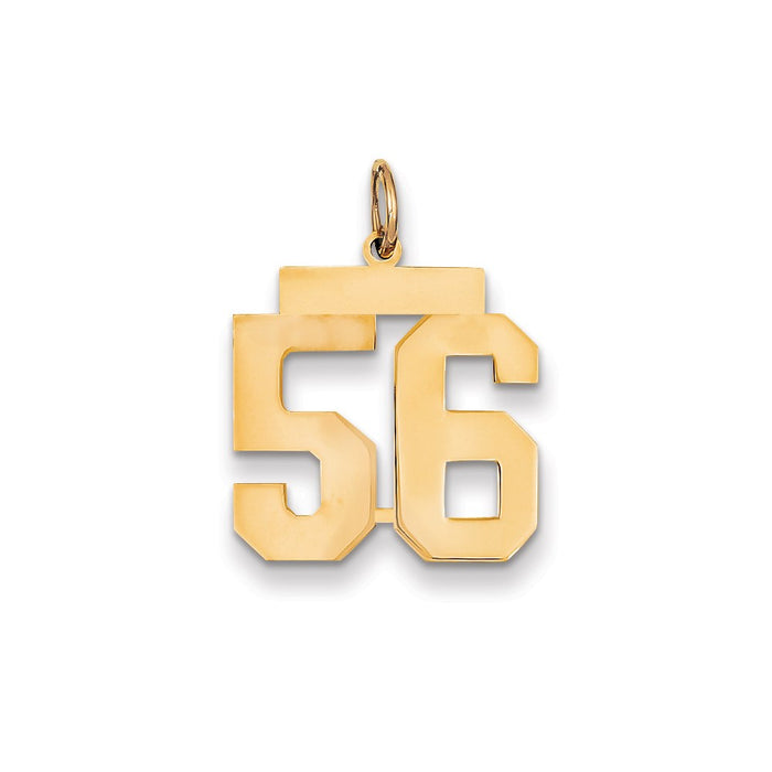 Million Charms 14K Yellow Gold Themed Medium Polished Number 56 Charm