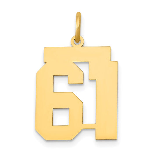 Million Charms 14K Yellow Gold Themed Medium Polished Number 61 Charm