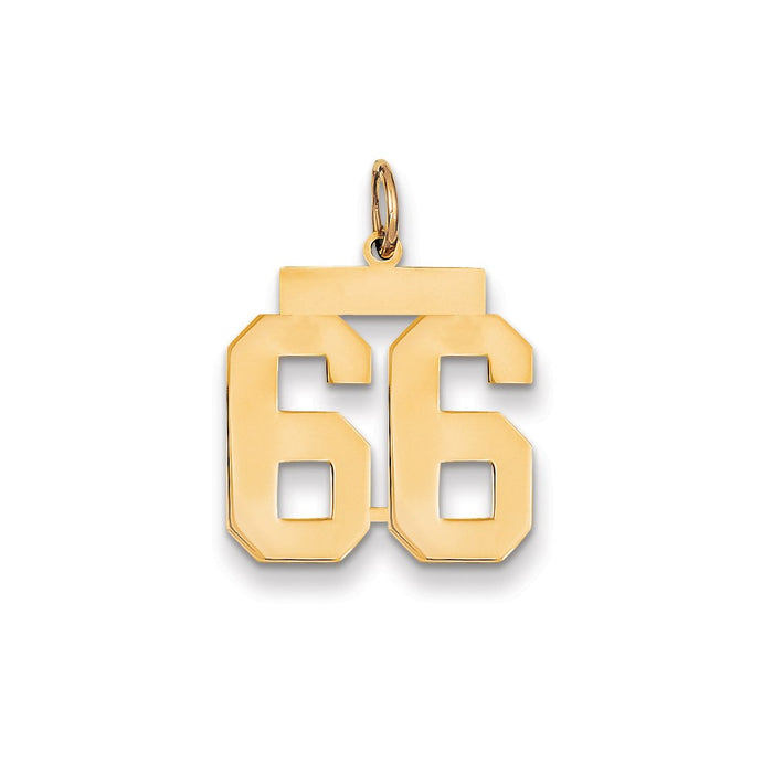 Million Charms 14K Yellow Gold Themed Medium Polished Number 66 Charm