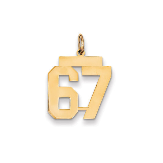 Million Charms 14K Yellow Gold Themed Medium Polished Number 67 Charm
