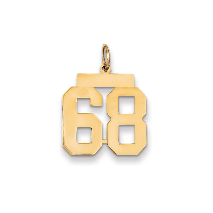 Million Charms 14K Yellow Gold Themed Medium Polished Number 68 Charm