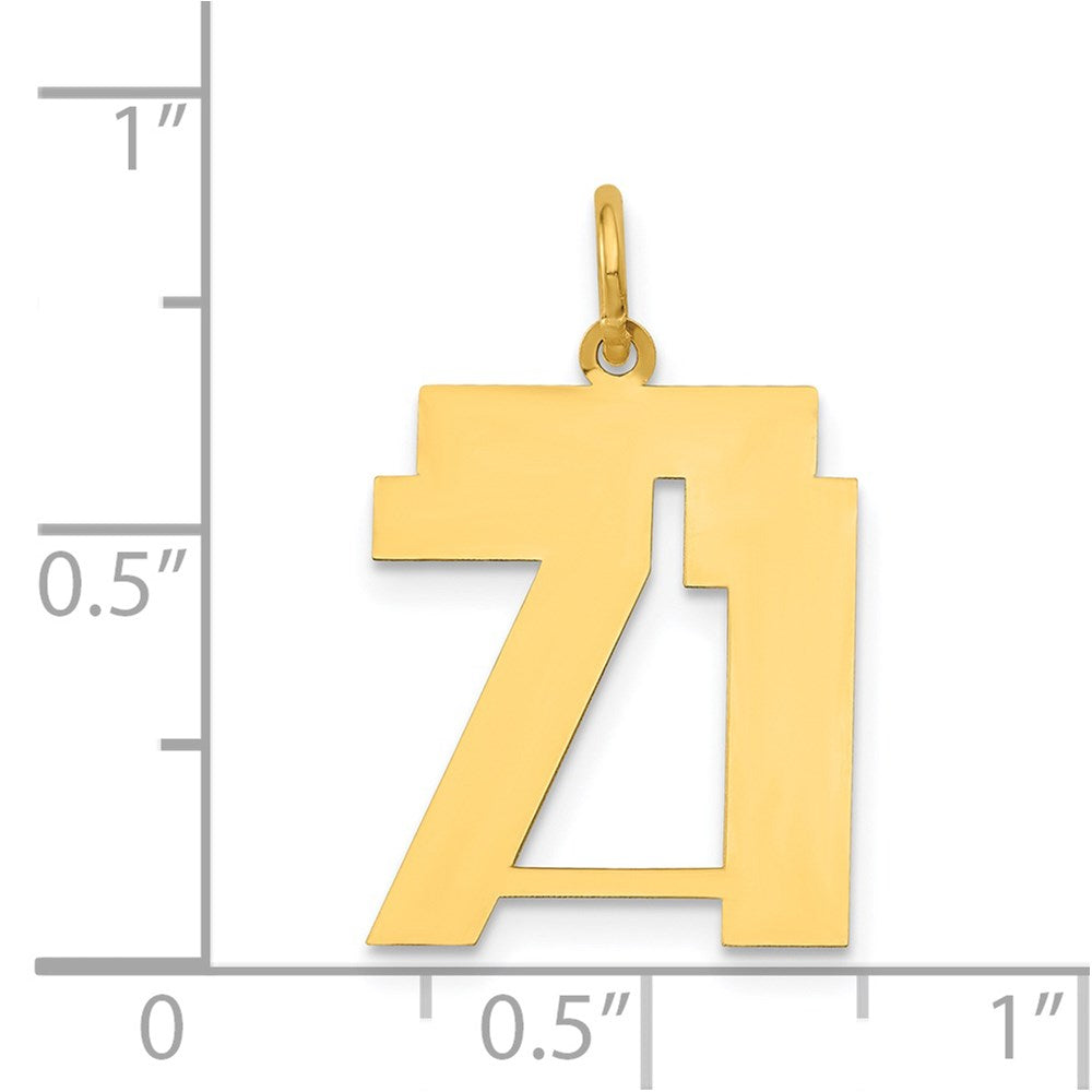 Million Charms 14K Yellow Gold Themed Medium Polished Number 71 Charm