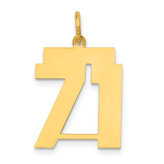 Million Charms 14K Yellow Gold Themed Medium Polished Number 71 Charm