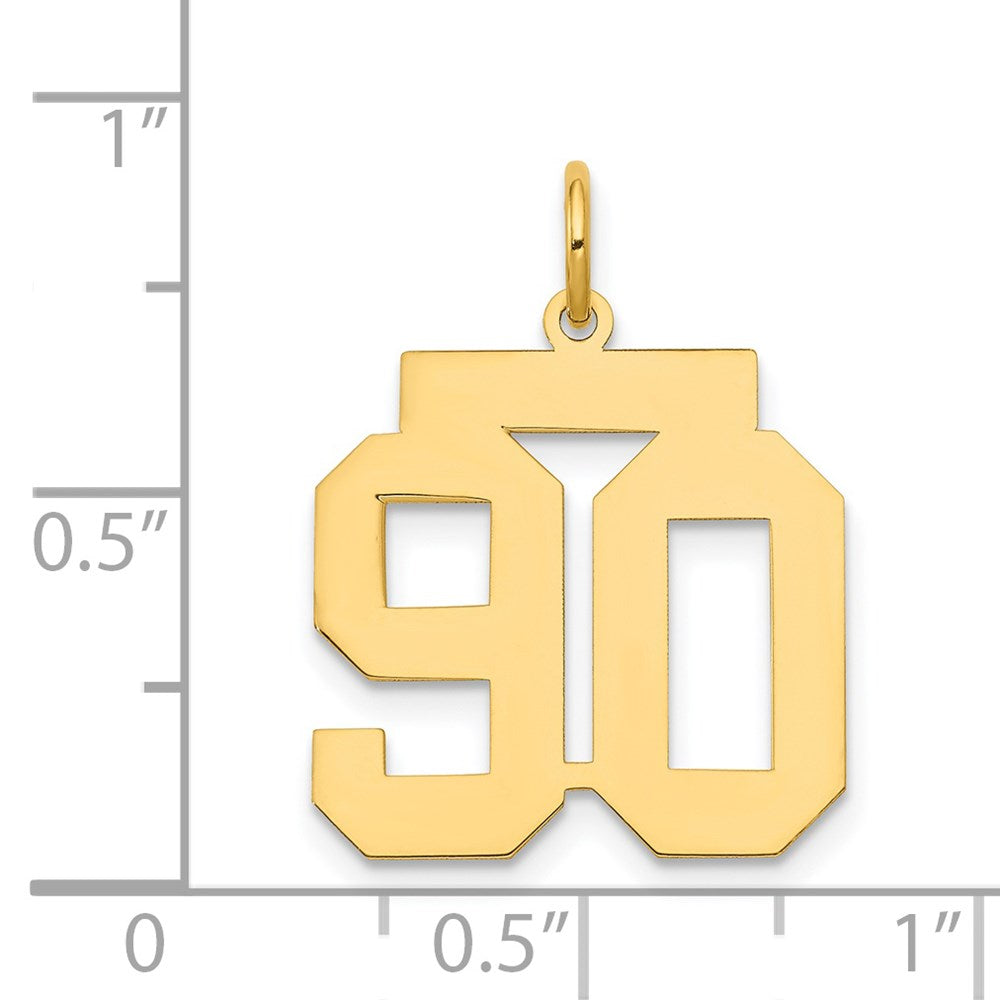 Million Charms 14K Yellow Gold Themed Medium Polished Number 90 Charm