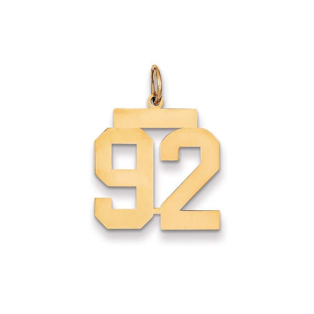 Million Charms 14K Yellow Gold Themed Medium Polished Number 92 Charm