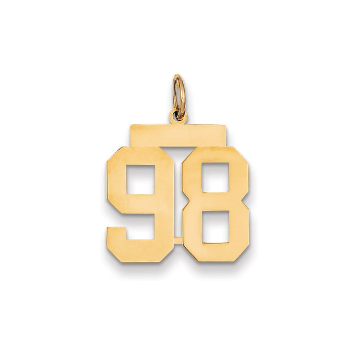 Million Charms 14K Yellow Gold Themed Medium Polished Number 98 Charm