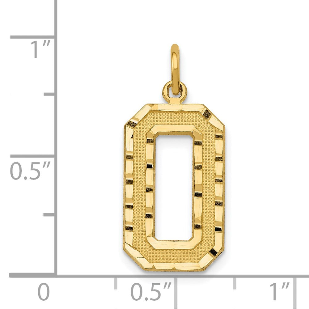Million Charms 14K Yellow Gold Themed Casted Large Diamond Cut Number 0 Charm