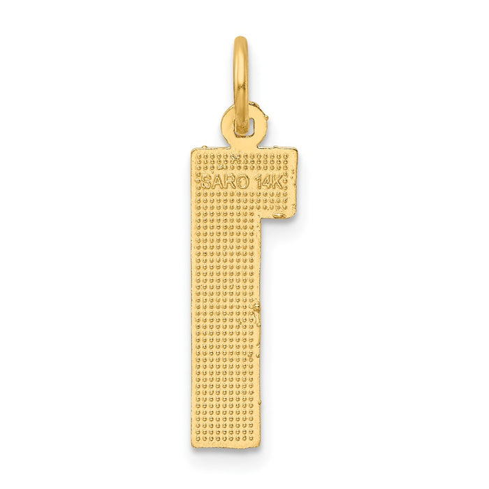 Million Charms 14K Yellow Gold Themed Casted Large Diamond Cut Number 1 Charm