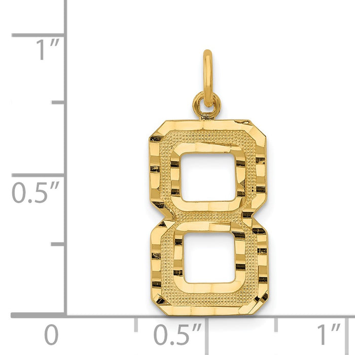 Million Charms 14K Yellow Gold Themed Casted Large Diamond Cut Number 8 Charm