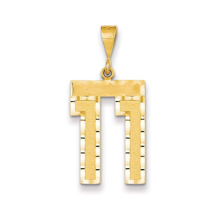 Million Charms 14K Yellow Gold Themed Large Diamond-Cut Number 11 Charm