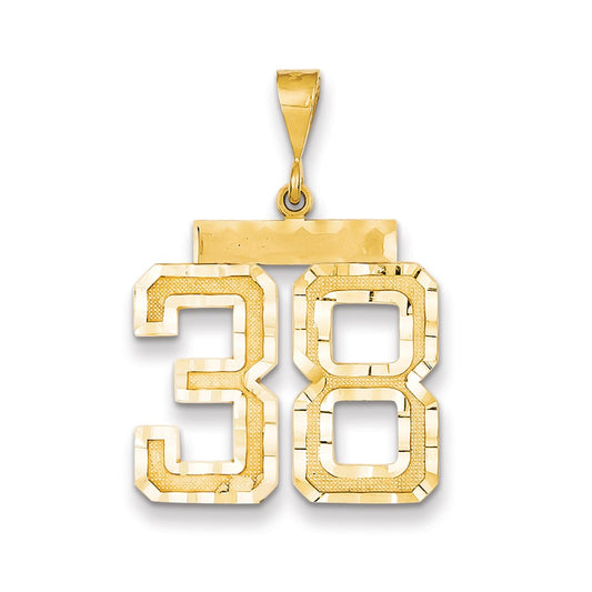 Million Charms 14K Yellow Gold Themed Large Diamond-Cut Number 38 Charm