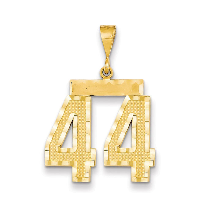 Million Charms 14K Yellow Gold Themed Large Diamond-Cut Number 44 Charm