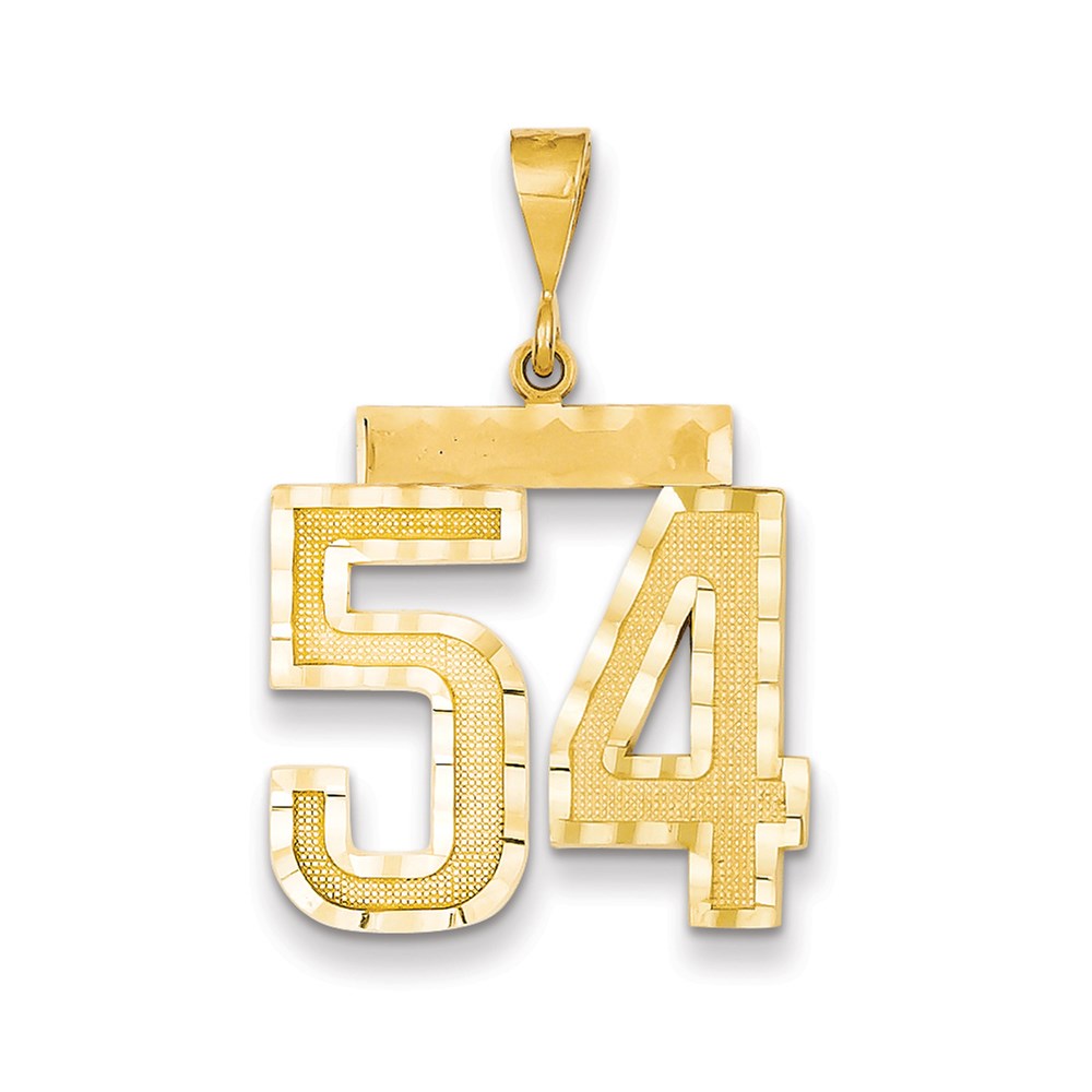 Million Charms 14K Yellow Gold Themed Large Diamond-Cut Number 54 Charm