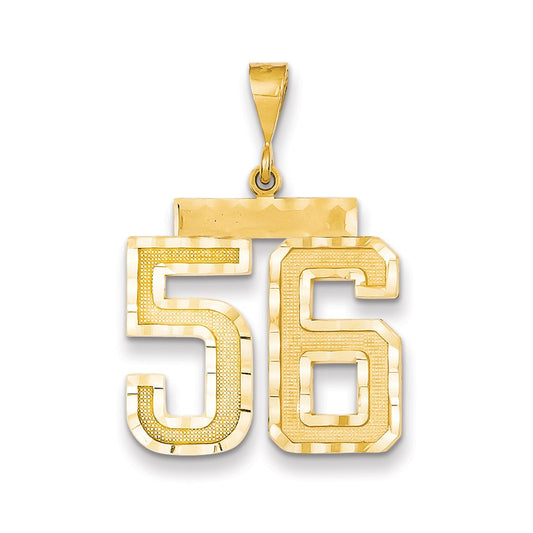 Million Charms 14K Yellow Gold Themed Large Diamond-Cut Number 56 Charm