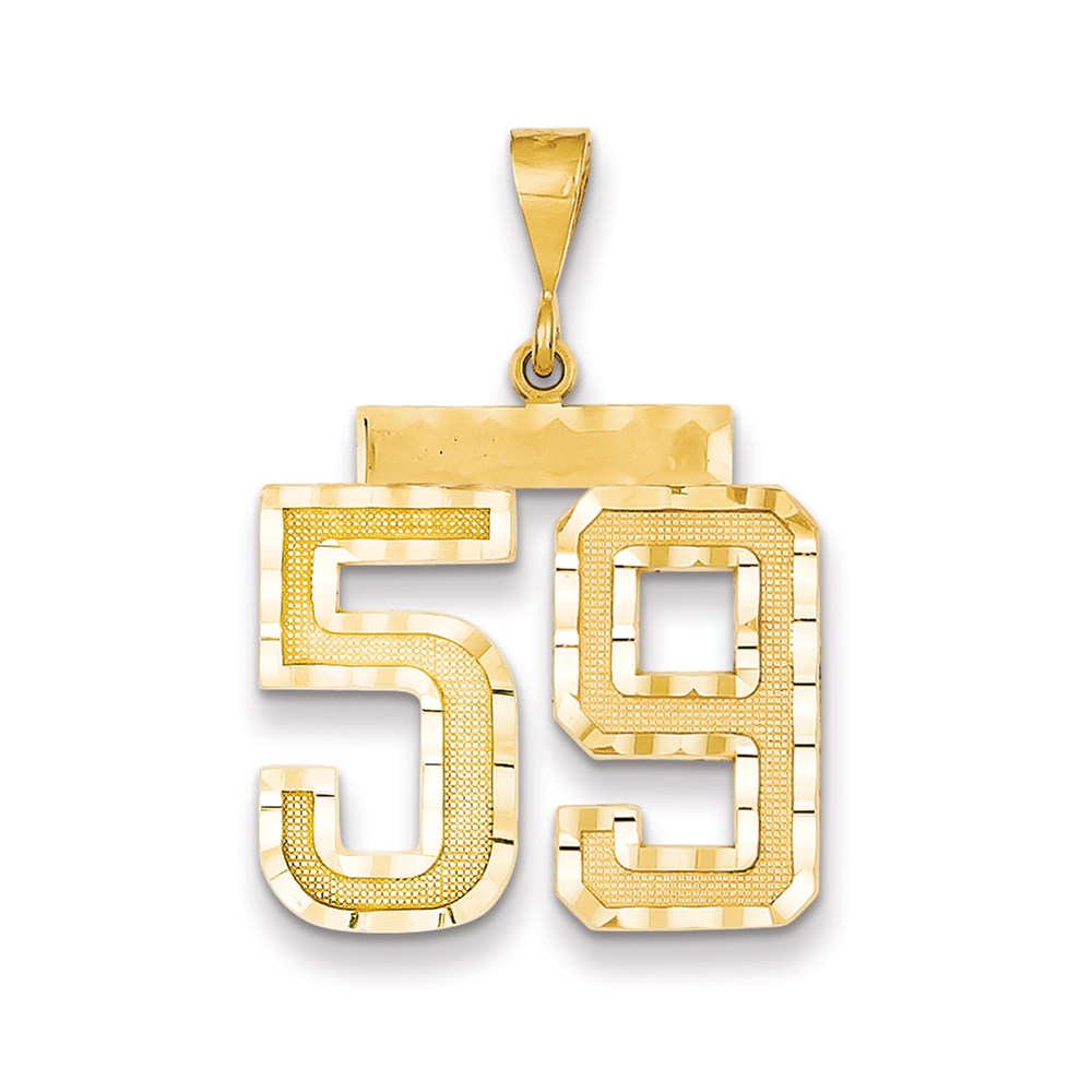 Million Charms 14K Yellow Gold Themed Large Diamond-Cut Number 59 Charm
