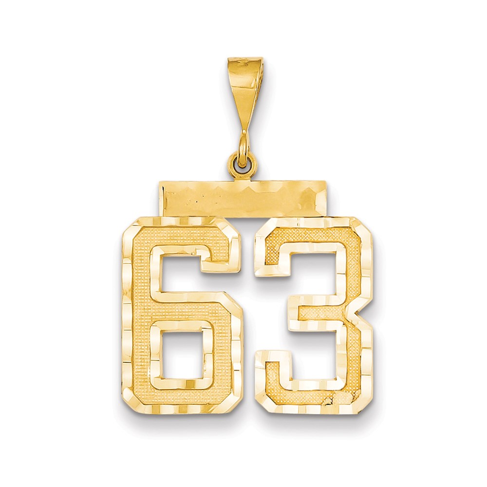 Million Charms 14K Yellow Gold Themed Large Diamond-Cut Number 63 Charm