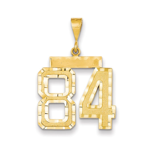 Million Charms 14K Yellow Gold Themed Large Diamond-Cut Number 84 Charm