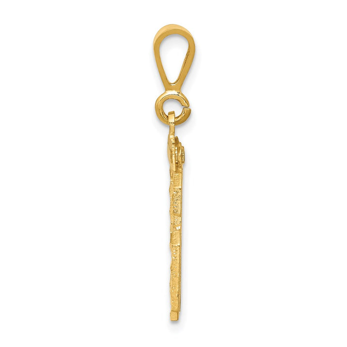 Million Charms 14K Yellow Gold Themed Large Diamond-Cut Number 96 Charm