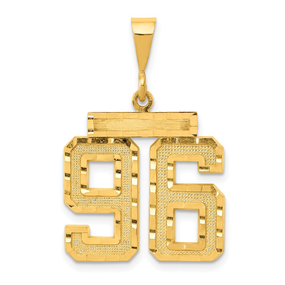 Million Charms 14K Yellow Gold Themed Large Diamond-Cut Number 96 Charm