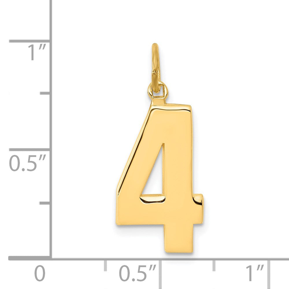 Million Charms 14K Yellow Gold Themed Casted Large Polished Number 4 Charm