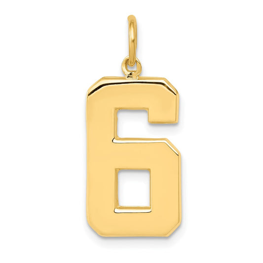 Million Charms 14K Yellow Gold Themed Casted Large Polished Number 6 Charm