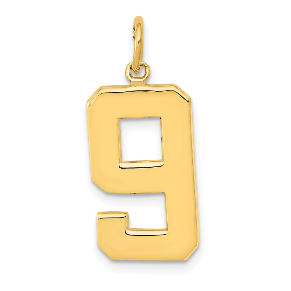 Million Charms 14K Yellow Gold Themed Casted Large Polished Number 9 Charm