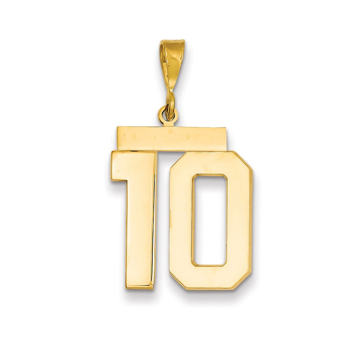 Million Charms 14K Yellow Gold Themed Large Polished Number 10 Charm