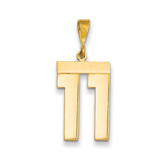 Million Charms 14K Yellow Gold Themed Large Polished Number 11 Charm