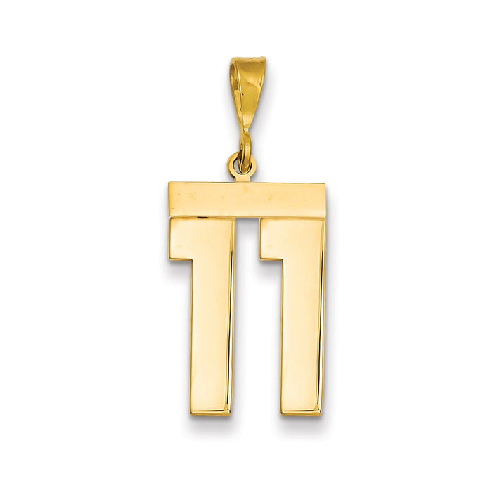 Million Charms 14K Yellow Gold Themed Large Polished Number 11 Charm