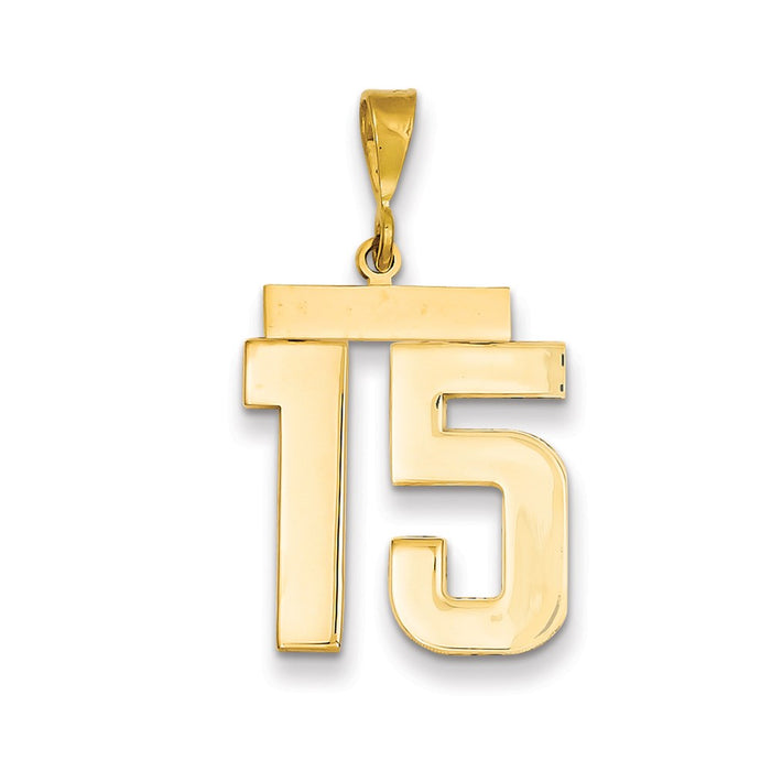 Million Charms 14K Yellow Gold Themed Large Polished Number 15 Charm