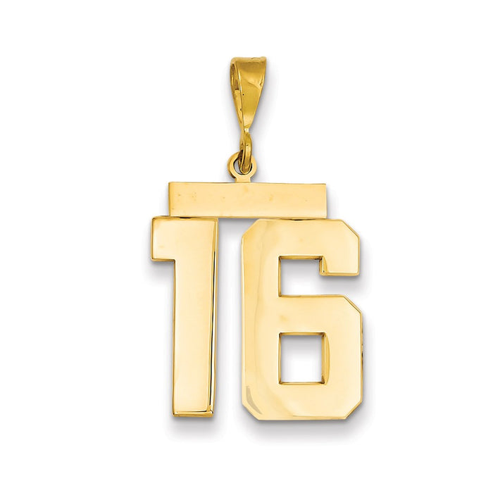 Million Charms 14K Yellow Gold Themed Large Polished Number 16 Charm