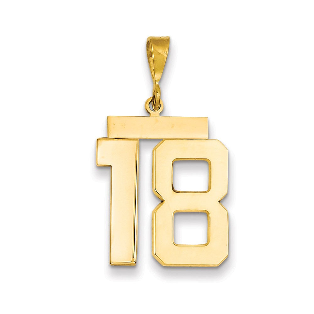 Million Charms 14K Yellow Gold Themed Large Polished Number 18 Charm