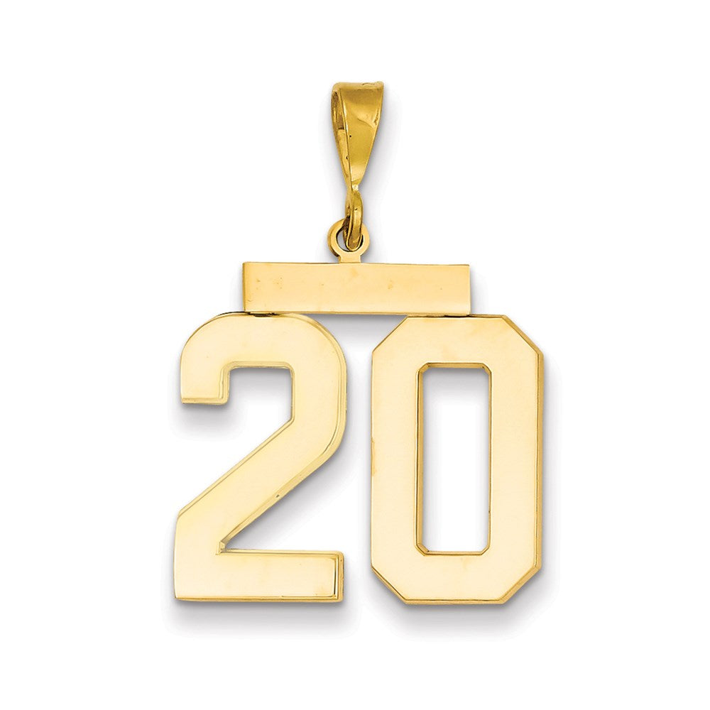 Million Charms 14K Yellow Gold Themed Large Polished Number 20 Charm