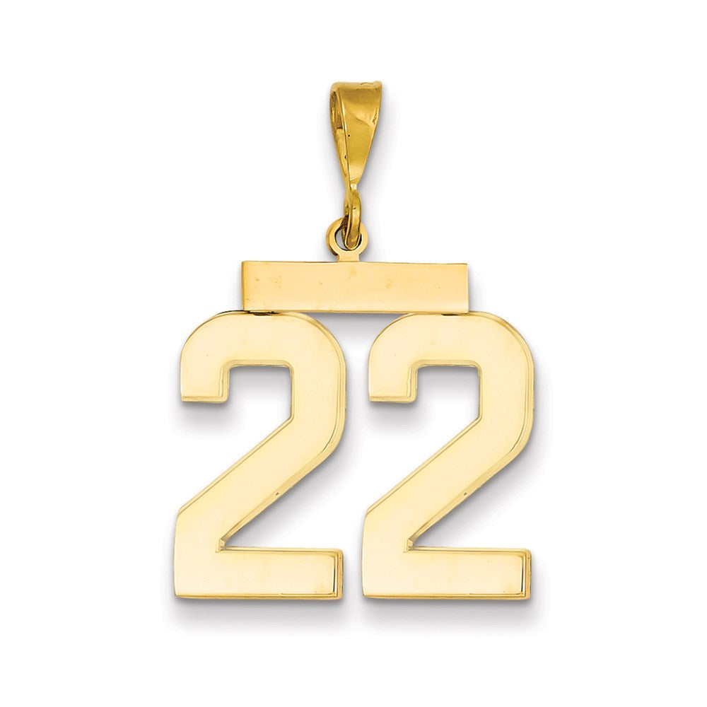 Million Charms 14K Yellow Gold Themed Large Polished Number 22 Charm