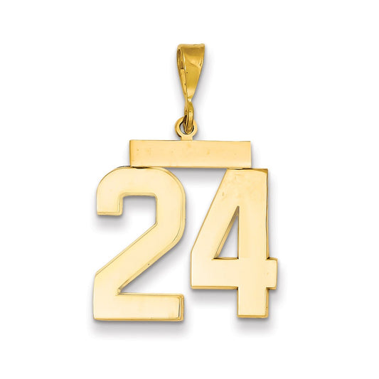 Million Charms 14K Yellow Gold Themed Large Polished Number 24 Charm