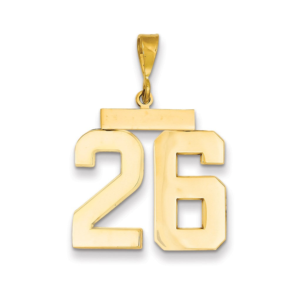 Million Charms 14K Yellow Gold Themed Large Polished Number 26 Charm