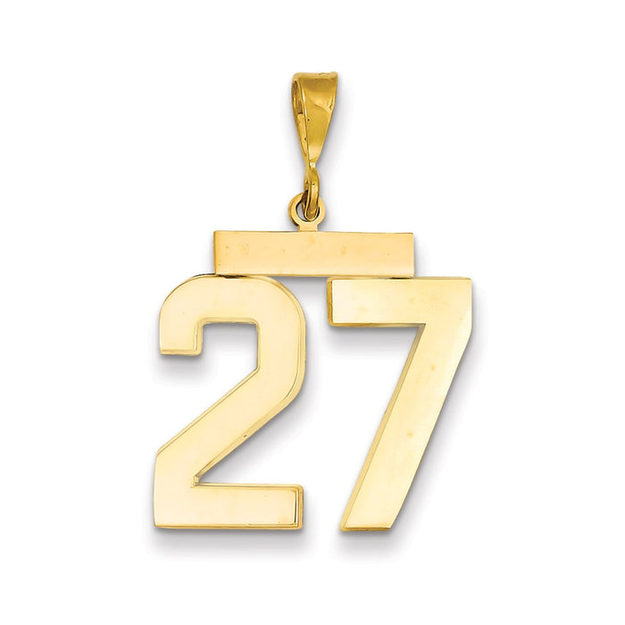 Million Charms 14K Yellow Gold Themed Large Polished Number 27 Charm