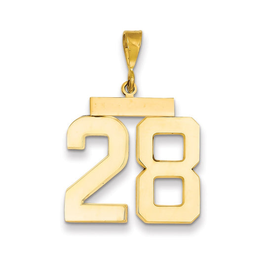 Million Charms 14K Yellow Gold Themed Large Polished Number 28 Charm