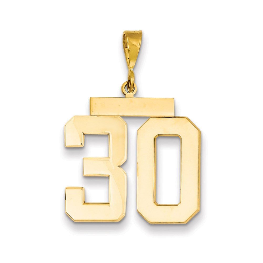 Million Charms 14K Yellow Gold Themed Large Polished Number 30 Charm
