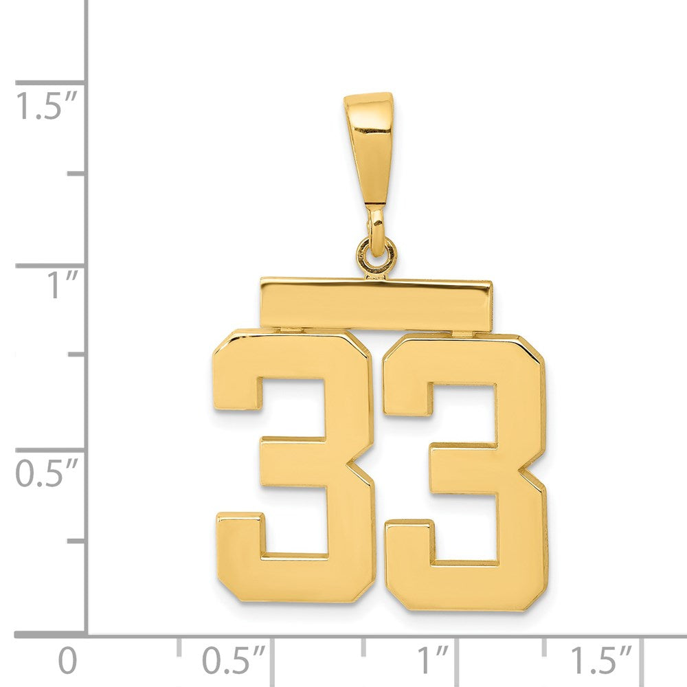Million Charms 14K Yellow Gold Themed Large Polished Number 33 Charm