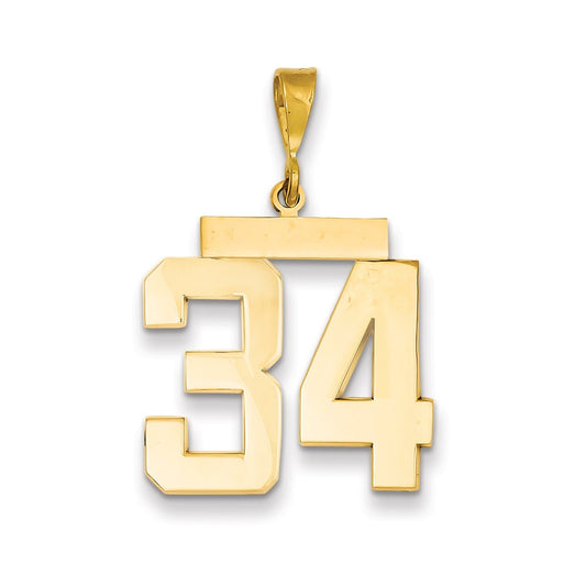 Million Charms 14K Yellow Gold Themed Large Polished Number 34 Charm