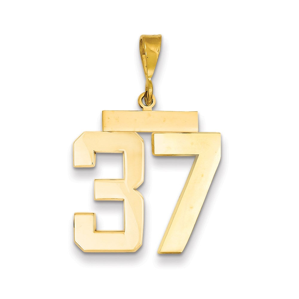Million Charms 14K Yellow Gold Themed Large Polished Number 37 Charm