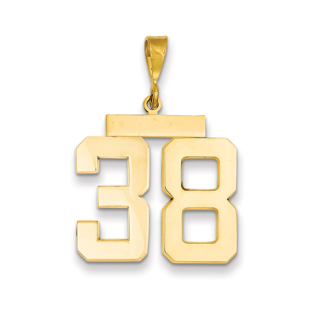 Million Charms 14K Yellow Gold Themed Large Polished Number 38 Charm
