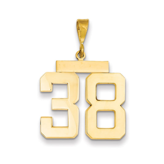 Million Charms 14K Yellow Gold Themed Large Polished Number 38 Charm